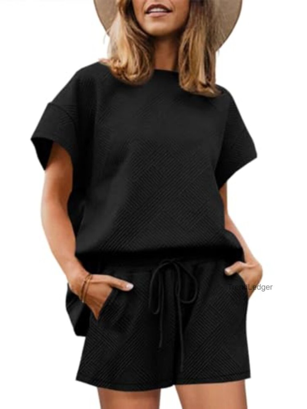 Womens Loungewear Set Short Sleeve Top and Shorts 2 Piece Pajama Set with
